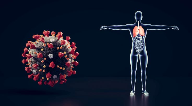 Darstellung Corona Virus und Körper
